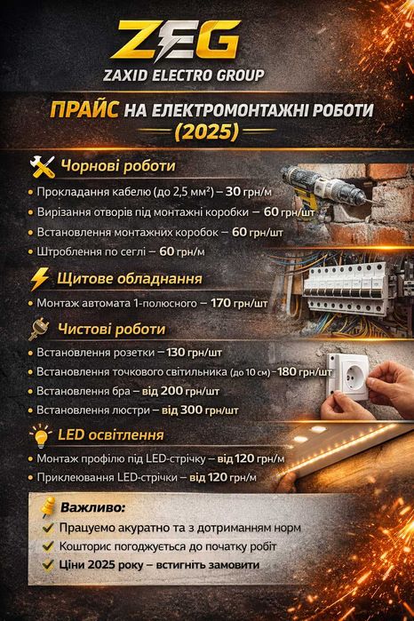 Електрик  Львів, електромонтаж