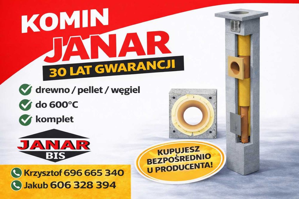 Komin systemowy ceramiczny Janar Uniwersal K 9M-każdy typ i wysokość