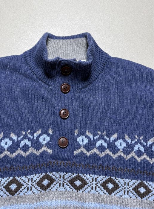 Sweter wełniany  granatowy Signal r.L wzory nordyckie