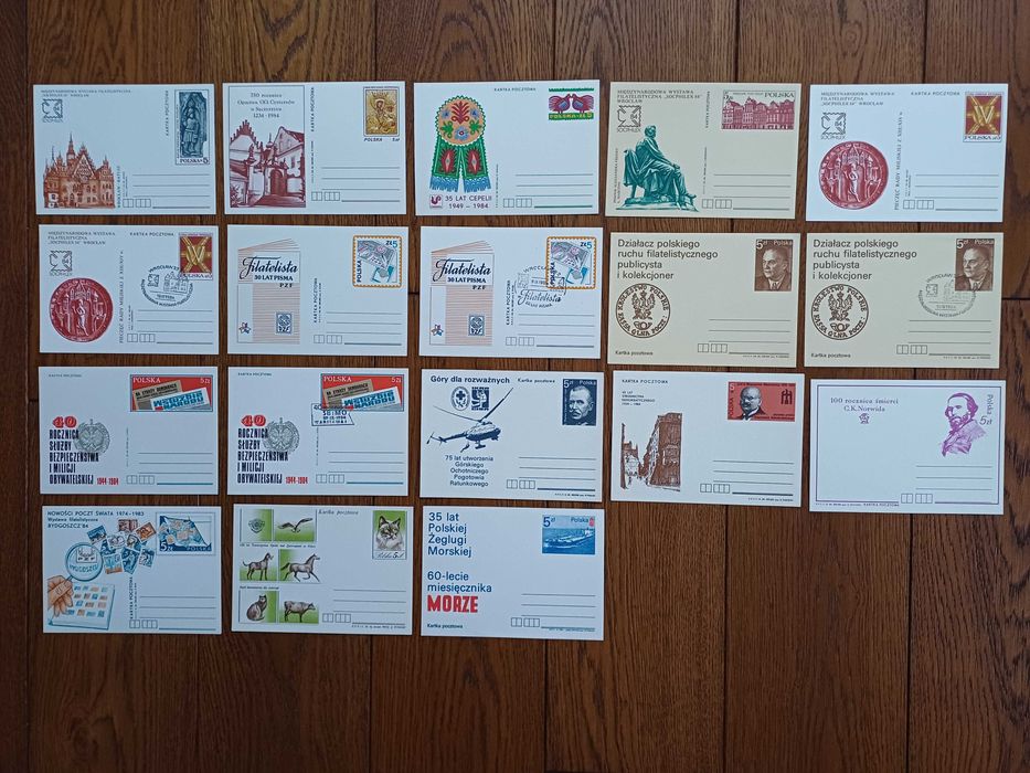 Kartki pocztowe - całostki - 1984 rok - 42 sztuki