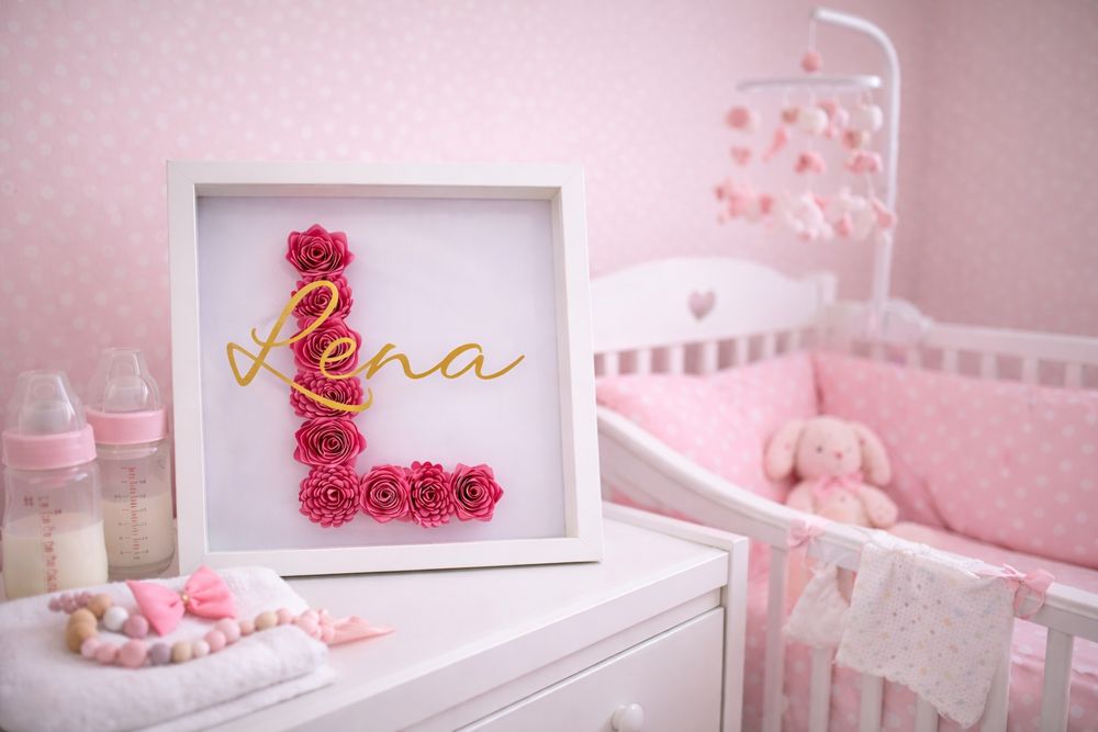 Ramka z imieniem dziecka monogram metryczka nowa handmade