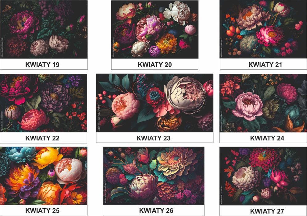 Żywe intensywne kolory grafiki kwiaty fototapeta na wymiar