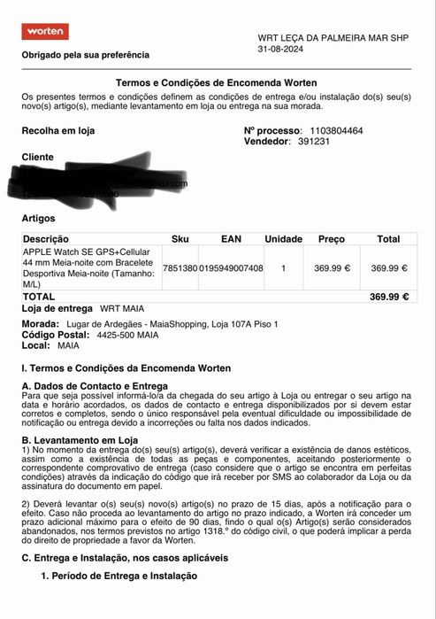 Apple Watch SE 2ª Geração 44mm GPS + Rede Móvel