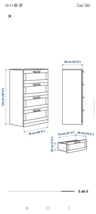 Cómoda 4 gavetas + Cabeceira cama IKEA BRIMNES