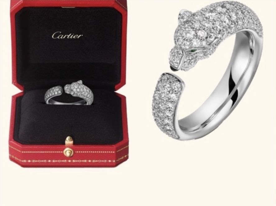 Золотое кольцо Panthere de Cartier. С Бриллиантами 0.95 карат. Оникс.
