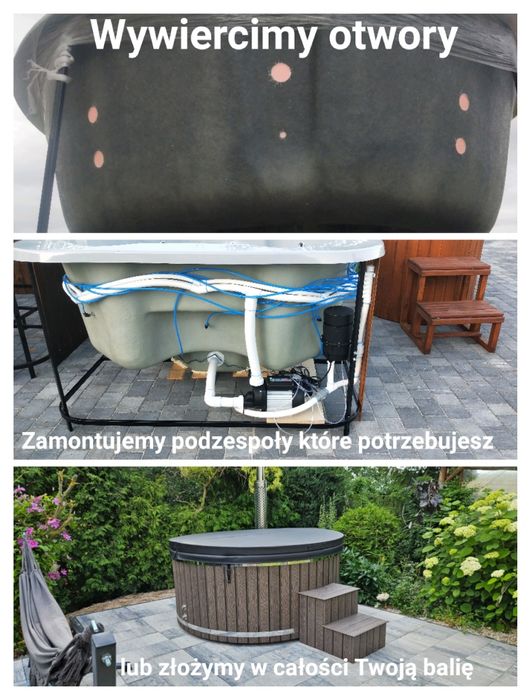 Balia ogrodowa / Jacuzzi ogrodowe z hydromasażem + piec | Transport