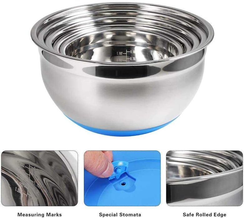 Tigela bola de de aço inoxidável, conjunto de 5 em 1 - 100% novo