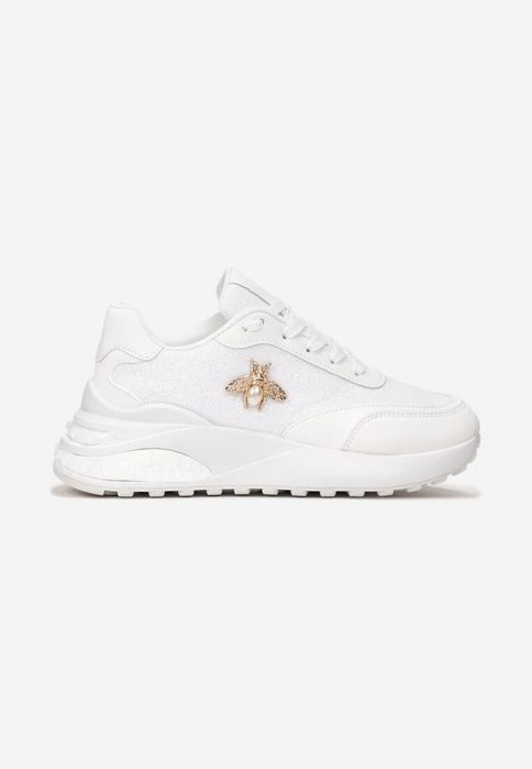 Nowe przepiękne sneakersy ze złotym owadem białe lekkie rozmiar 37
