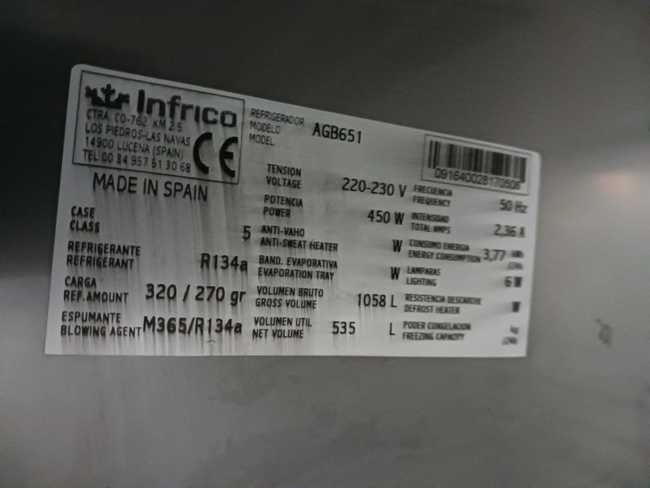 ACM1514 - Armário de Conservação em Inox de 535L - SEMI-NOVO
