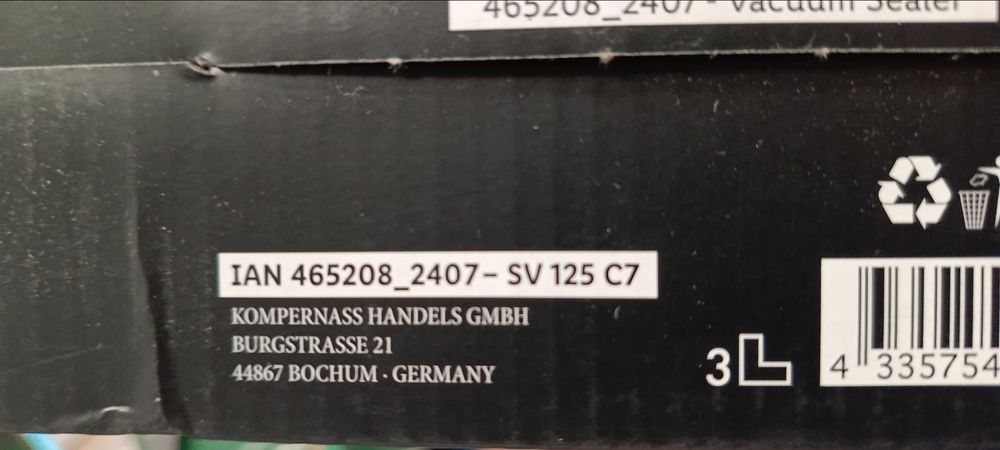 SILVERCREST zgrzewarka próżniowa 125 W, NOWA.