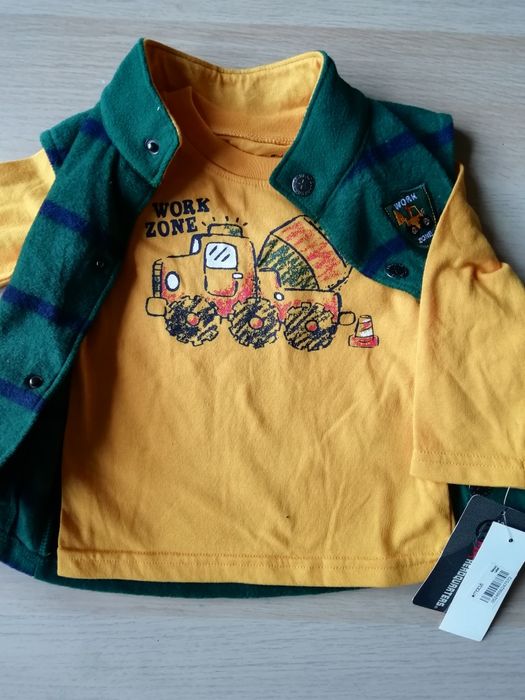 Kamizelka polarowa i koszulka Kids Quarters USA rozm. 74cm NOWE