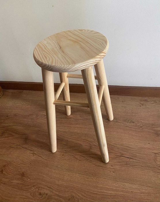 Banco 50 cm altura redondo madeira novo