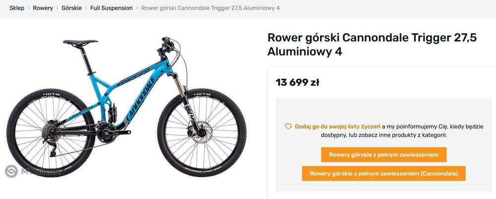 Rower Cannondale Trigger 4 Fox DYAD RT2 Hydraulika Alu Shimano Dual !