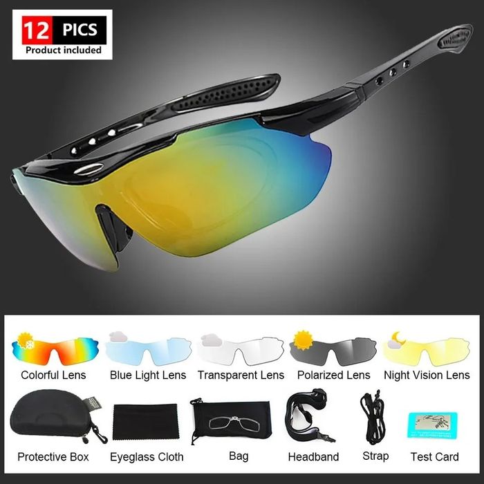 Okulary polaryzacyjne UV400 na rower 5-szkieł w Etui