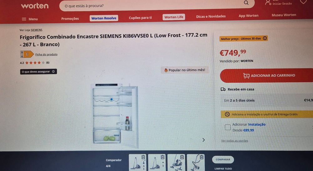 Frigorífico combinado de encastrar  SIEMENS k186VVSEOL (Low Frost)