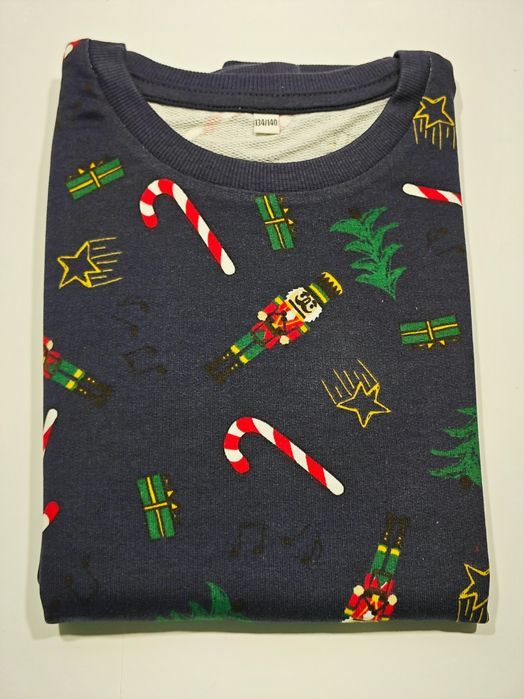 Świąteczna Koszulka Dziecięca Granatowa Cukierek, Ludzik 110/116