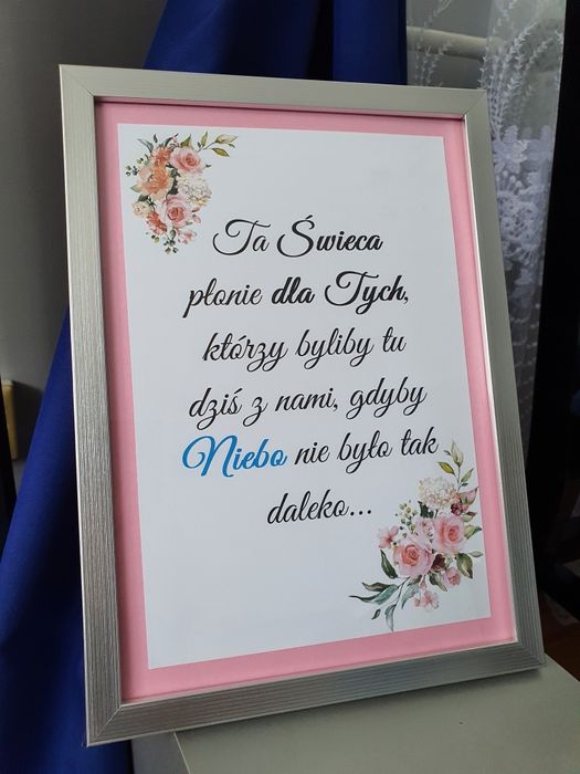 Karta w ramce ku pamięci "ta świeca płonie..." A4