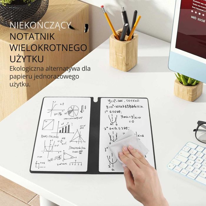 Tablica suchościeralna A5 notatnik, wielokrotnego użytku niebieski