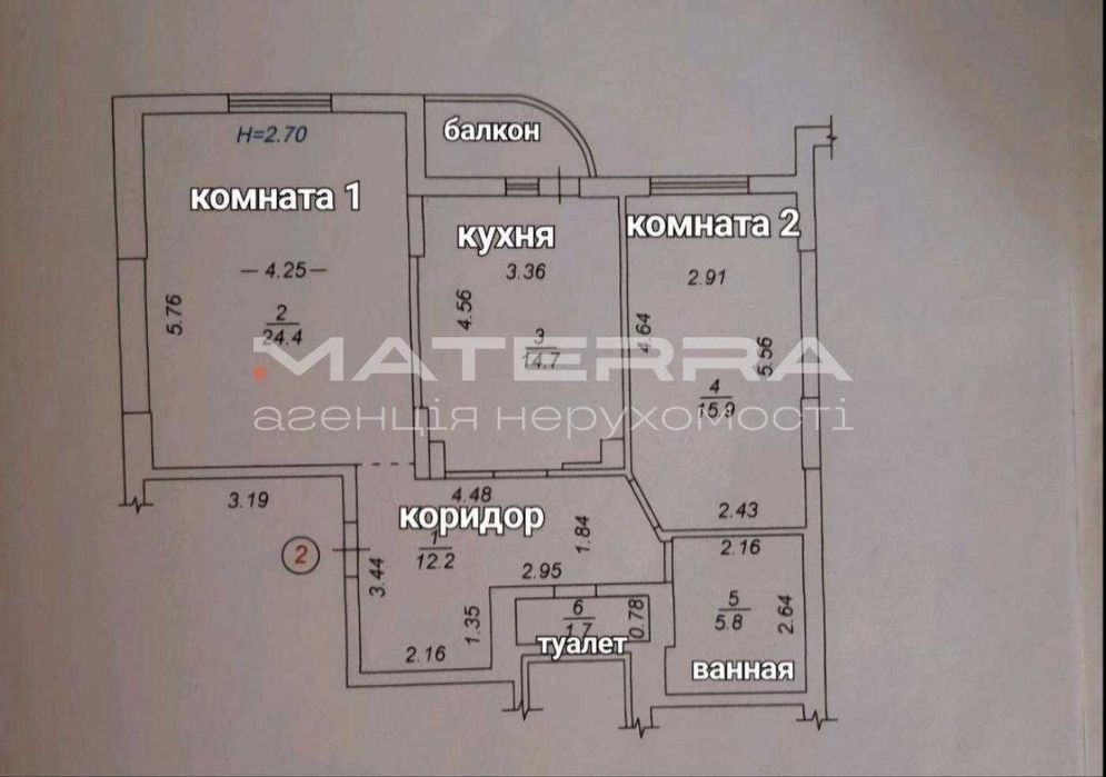 Величезна 2-х кімнатна квартира в Боярці, 77м2