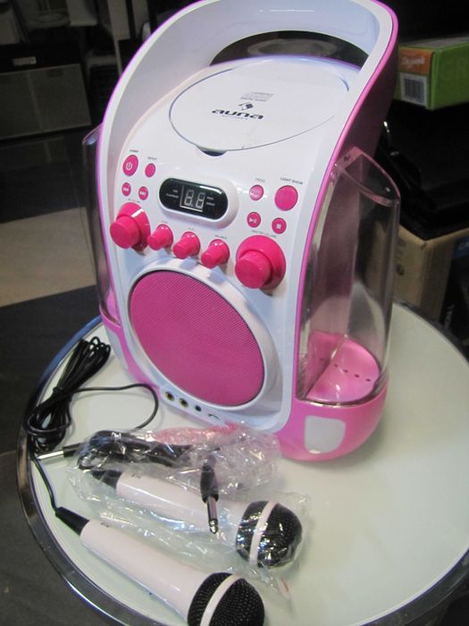 Zestaw do karaoke dla dzieci głośnik 2 mikrofony LED Auna Liquida