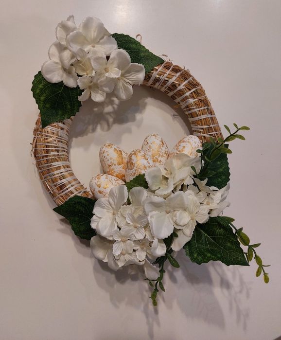 Komplet stroik Wielkanocny ozdobny na stół Wielkanoc wieniec wianek