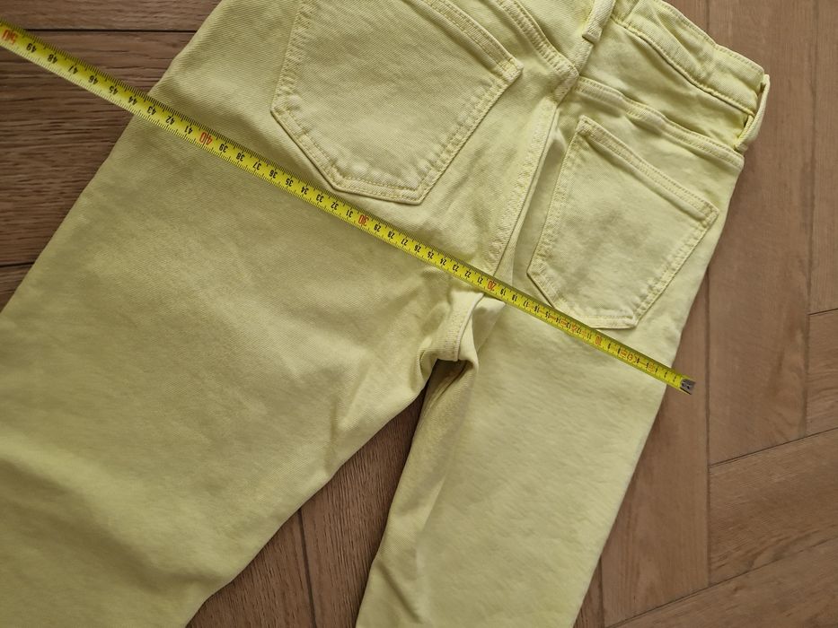 Jeansy Zara 38 M limonkowe crop flare