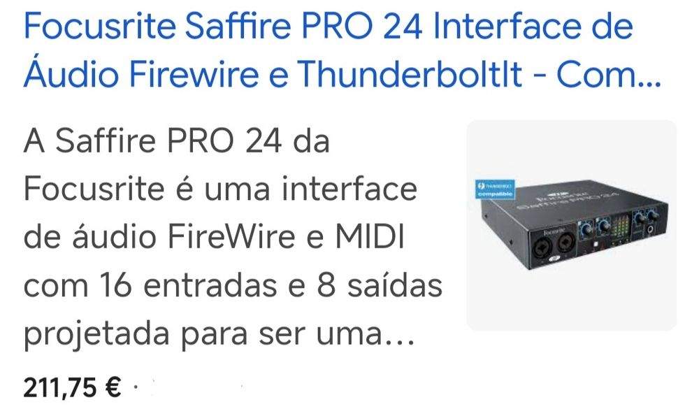 Placa de som focusrite saffire pro 24