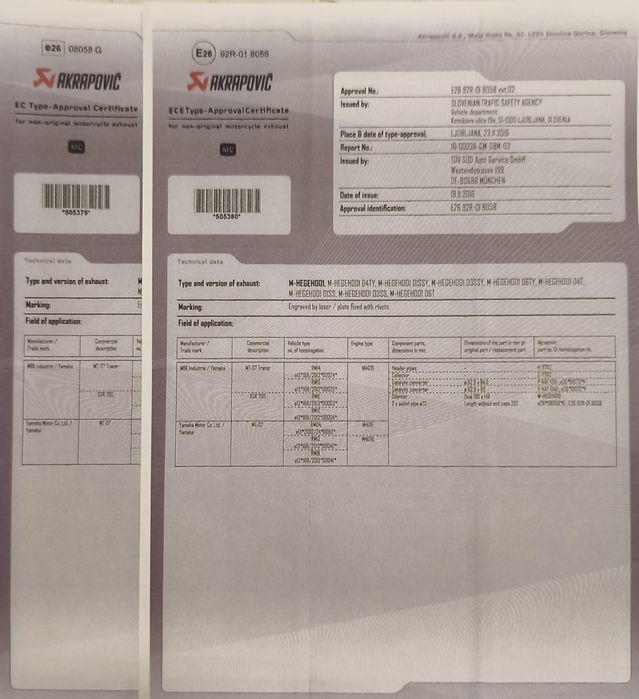 Akrapovic Titanium Yamaha MT 07/ tracer/xsr