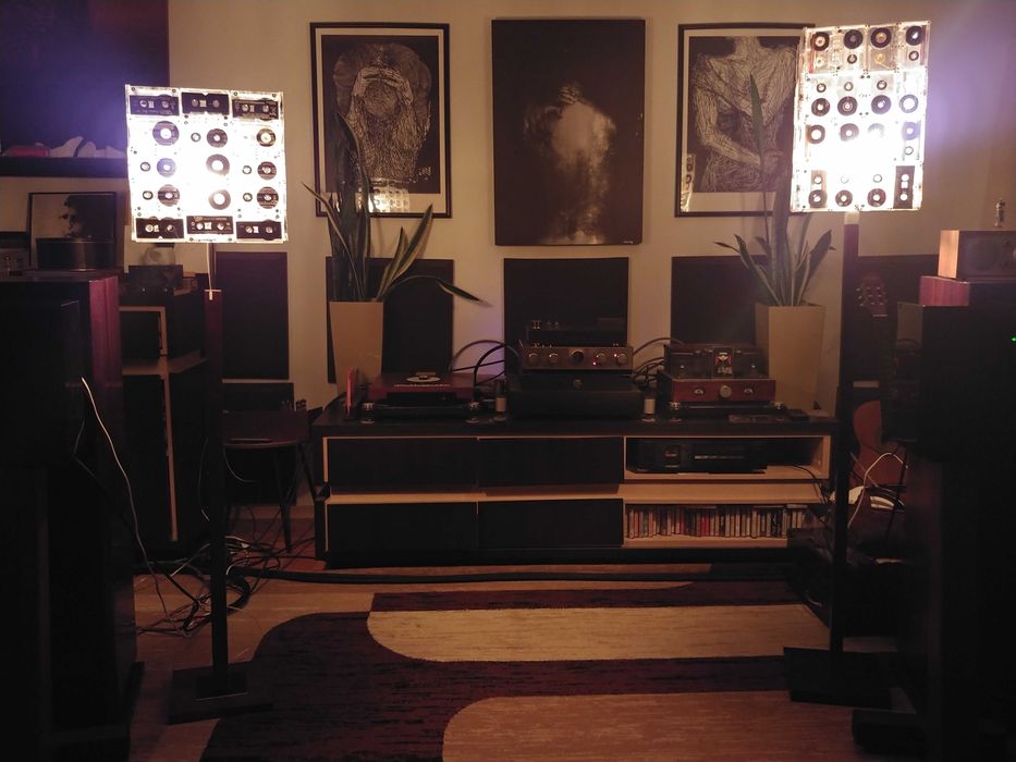 Lampa podłogowa drewniana VINTAGE CASSETTE