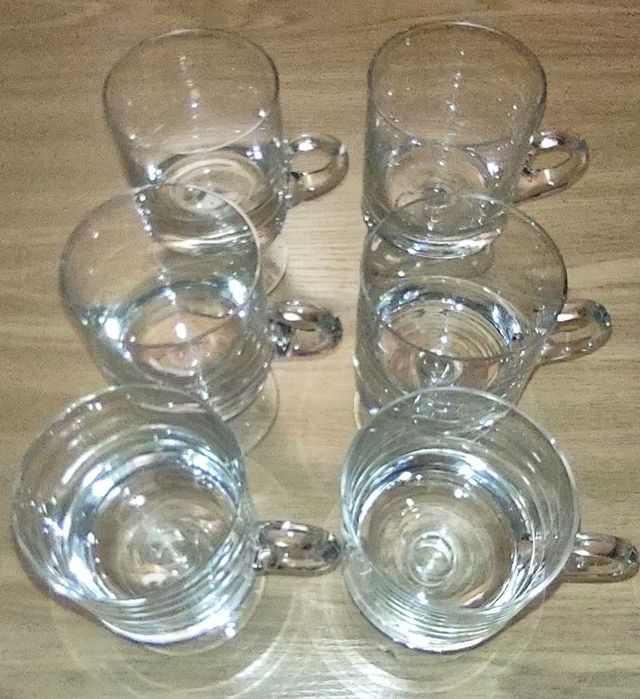 Kubki ze stopką? kieliszki z uchem? 6szt Vintage PRL