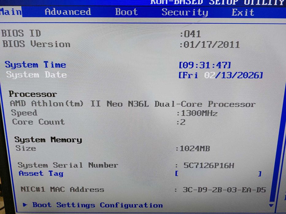 Serwer NAS HP ProLiant MicroServer N36L (na części)