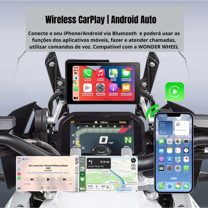 Ecrã 6.5” Wireless CarPlay & Android Auto p/a Motos BMW – Wonder Wheel