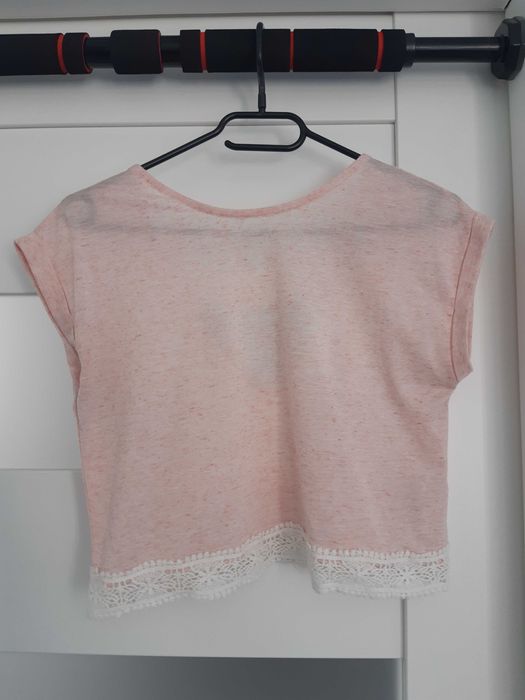 Różowo-biały crop top