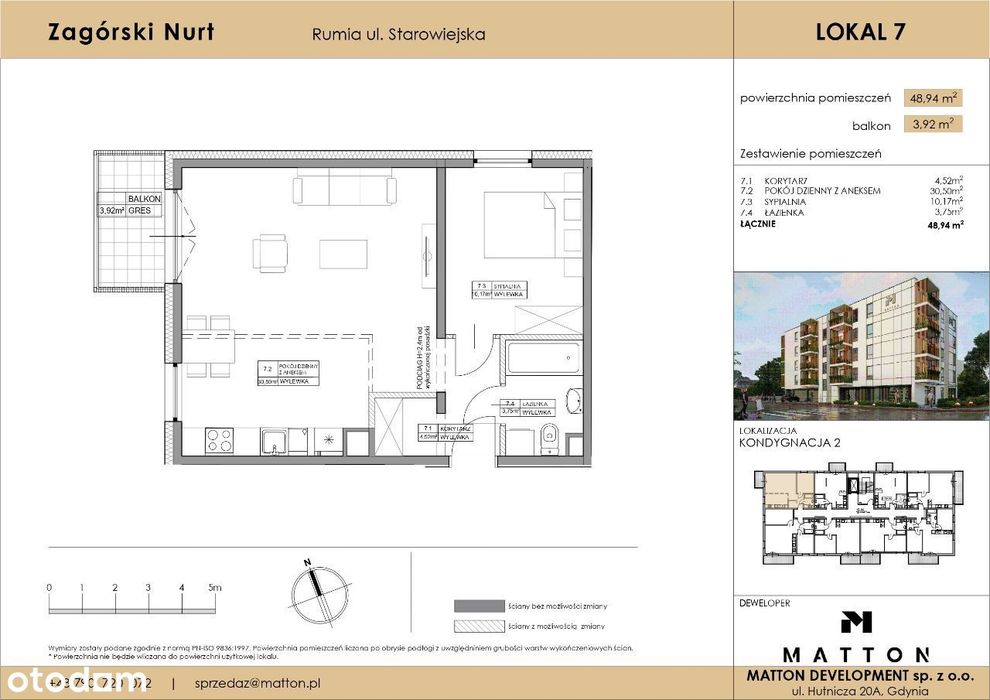 Mieszkanie 2-pokojowe z balkonem w centrum Rumi