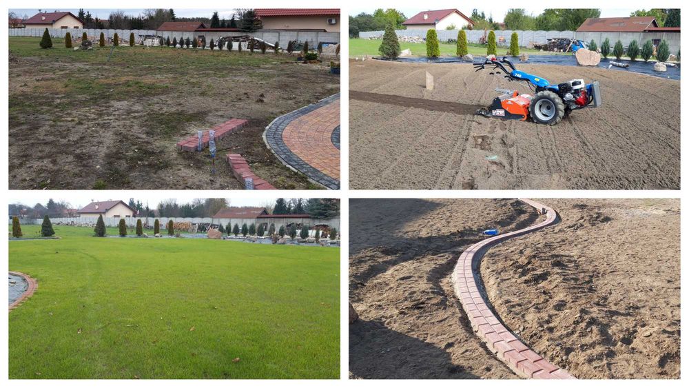 Zakładanie trawników, trawnik z siewu, trawnik z rolki.