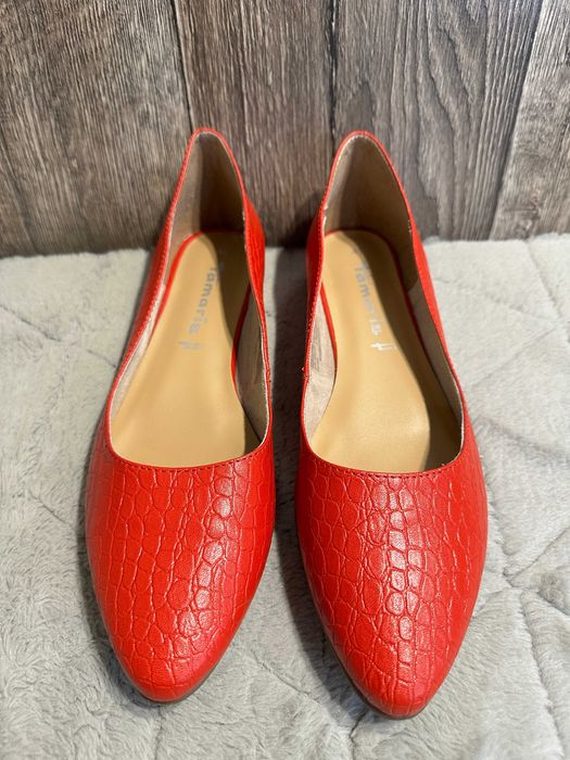 Buty damskie czerwone baleriny tamaris 41