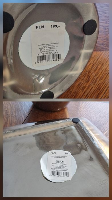 Sliczny Wazon i Misa Srebrne 50% Ceny