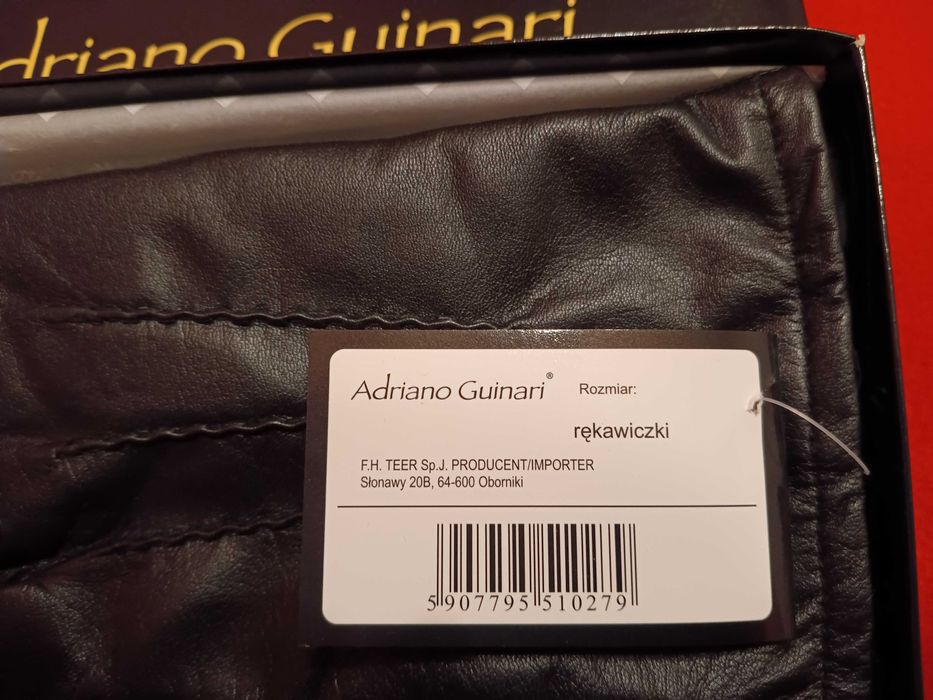 Adriano Guinari czarne rękawiczki skórzane męskie XL