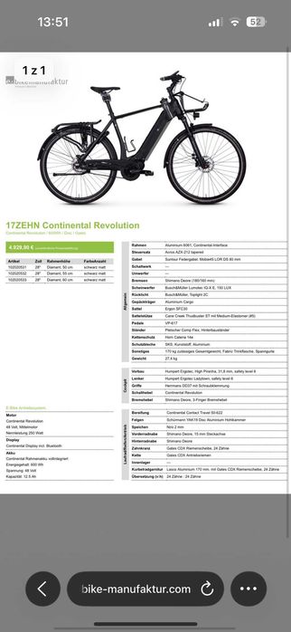 Rower elektryczny EBM Bikemanufaktur – 2 baterie, rama 60 cm