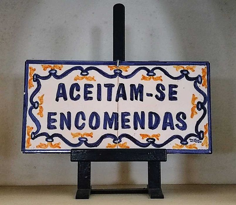 Azulejos pintados à mão placa anúncio de loja