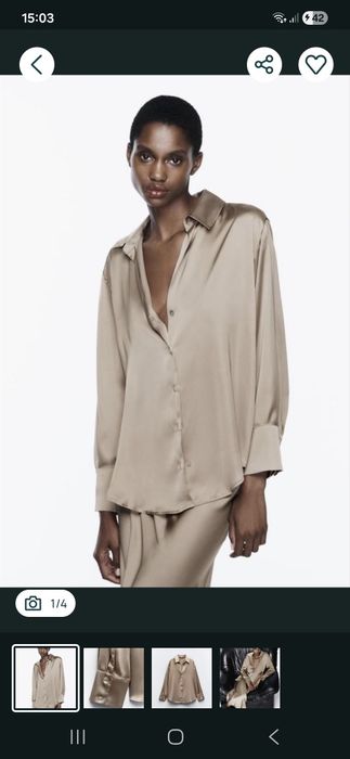 Рубашка сорочка Zara сатин шовк атлас