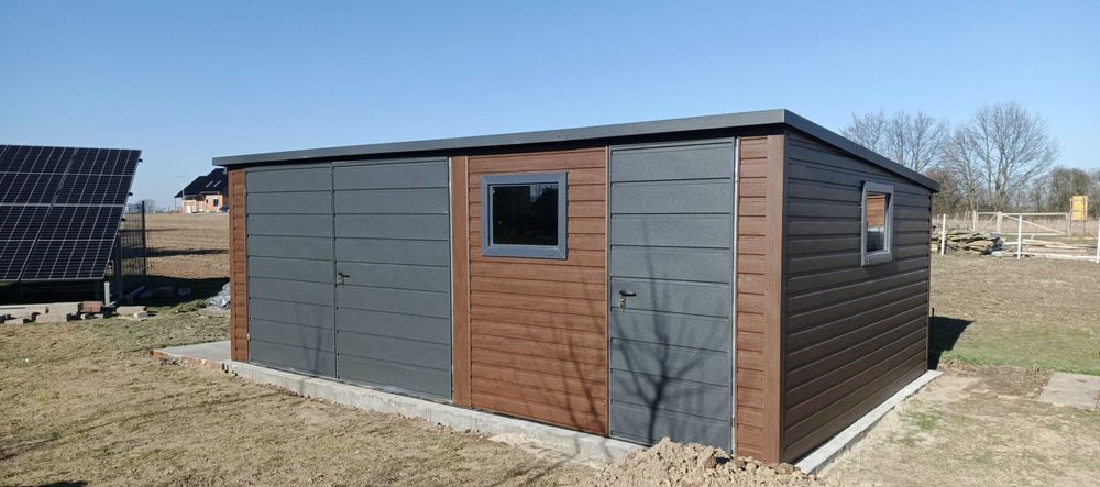 Domek ogrodowy/narzędziowy 5×4 Ciemny Orzech + Ciemny Grafit PREMIUM