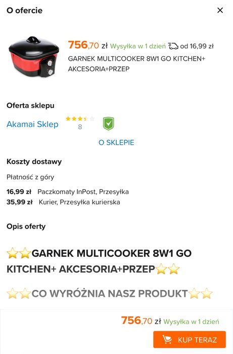 Nowy multicooker garnek wielofunkcyjny 8w1 De Gusto