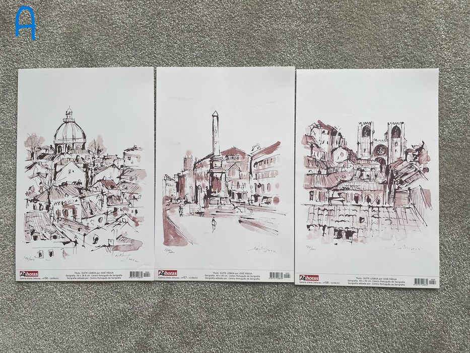 Serigrafias impressas - José Pádua e Gracinda Candeias