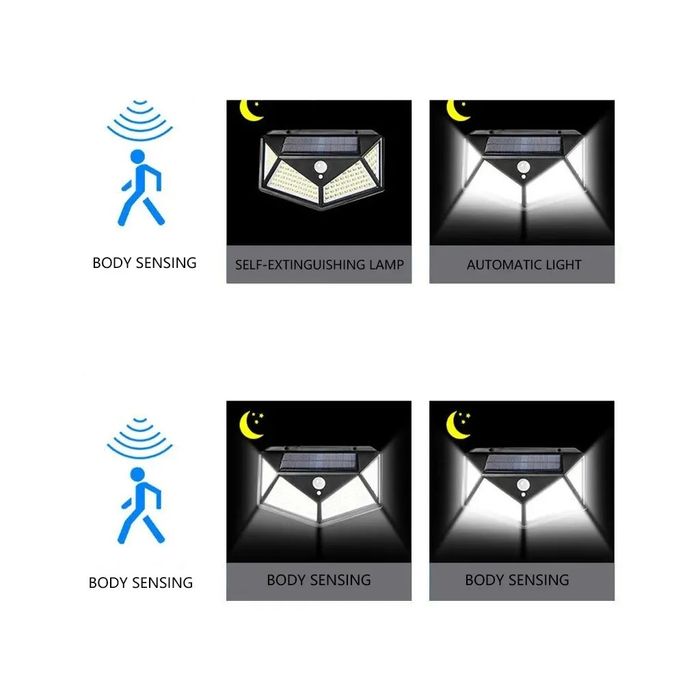 Lâmpada Solar Triangular 100LED