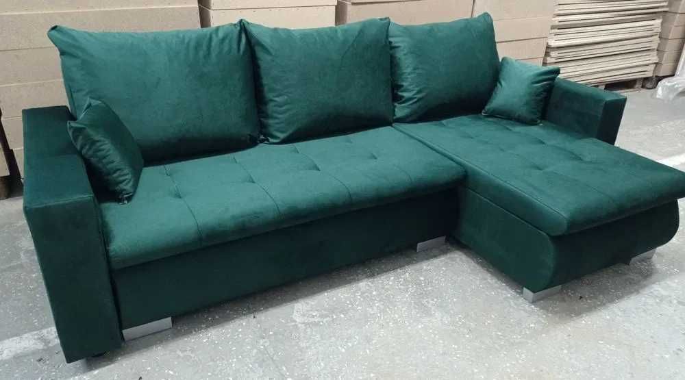 Narożnik z funkcją spania i pojemnikiem na pościel