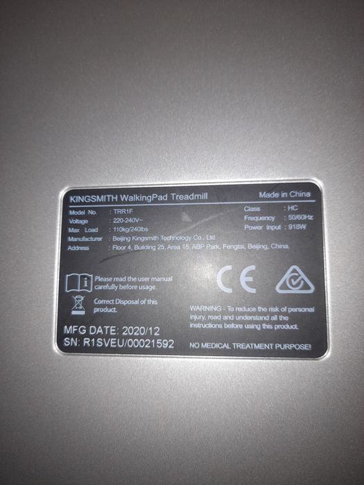 Passadeira de corrida Kingsmith WalkingPad Treadmill Mod. TRR1F