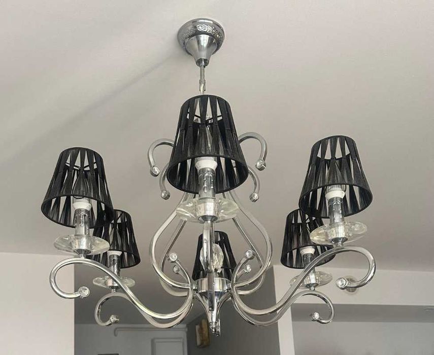 Żyrandol glamour srebrny wiszący