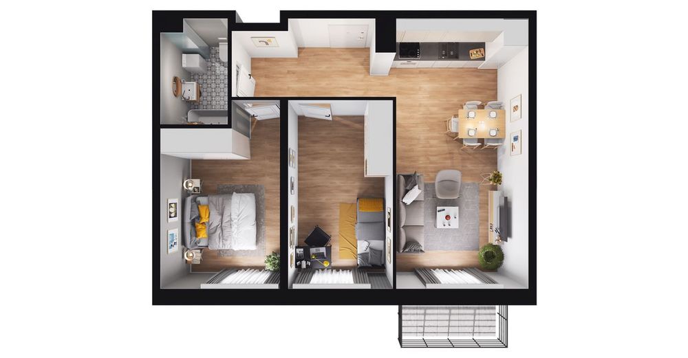 3-pokojowe mieszkanie 55 m² + balkon Bezpośrednio - Widok 2