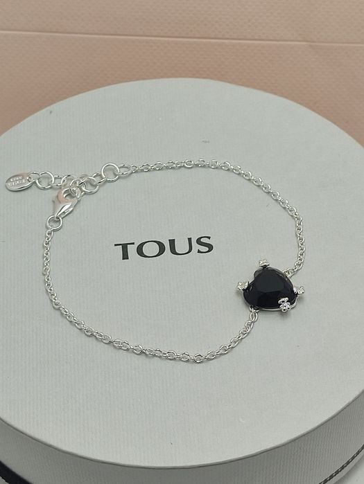 Bransoletka z srecem i misiami srebro 925 i onyks